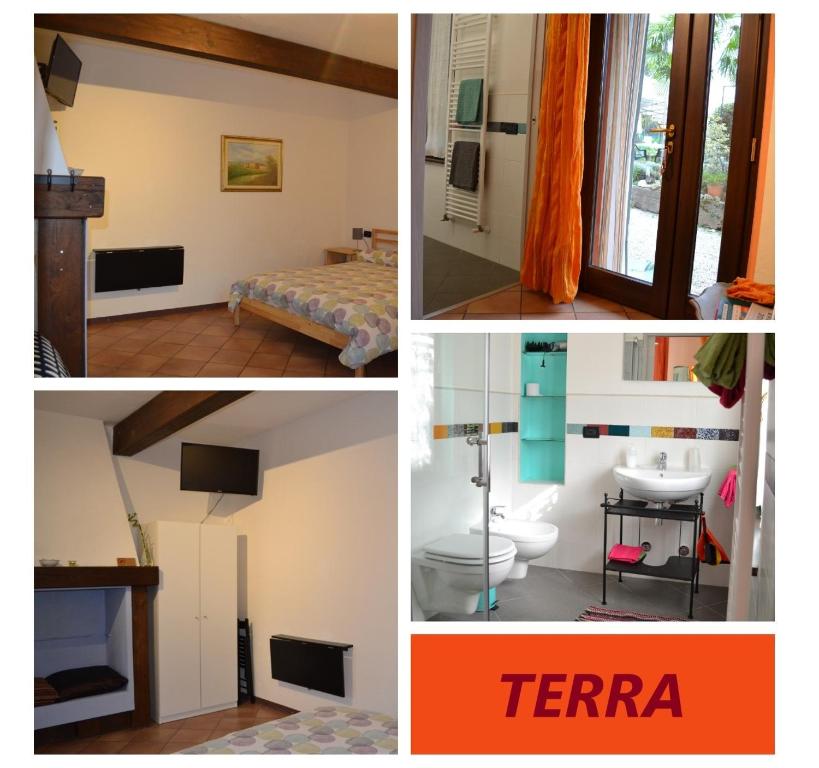 kolaż czterech zdjęć pokoju w obiekcie B&B Casa Mia w mieście Desenzano del Garda