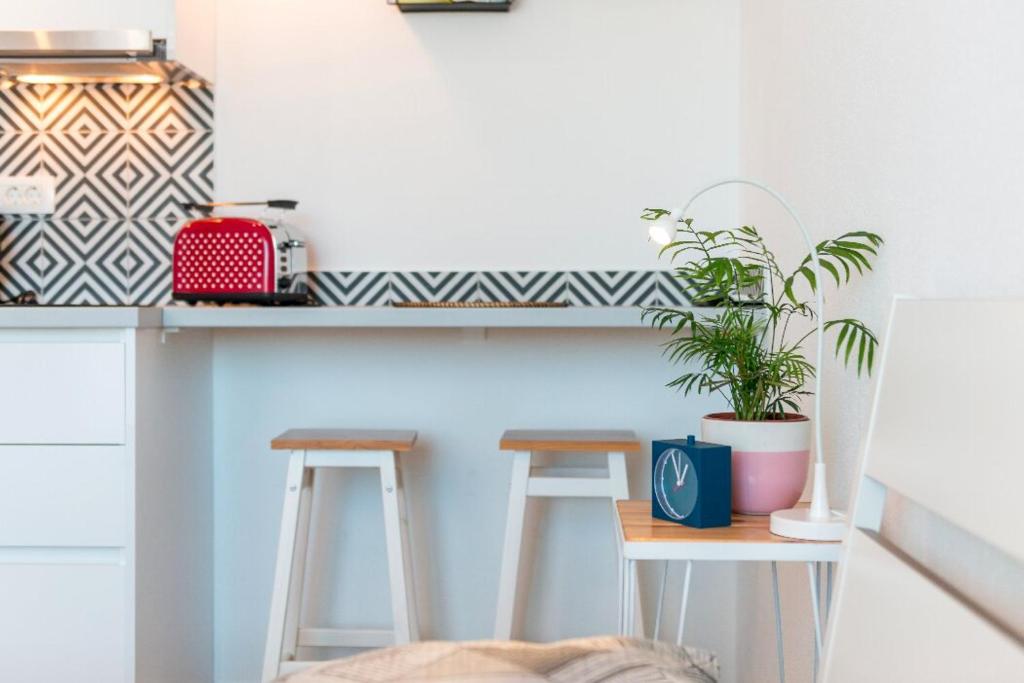 Kuchyň nebo kuchyňský kout v ubytování Narancin Apartments