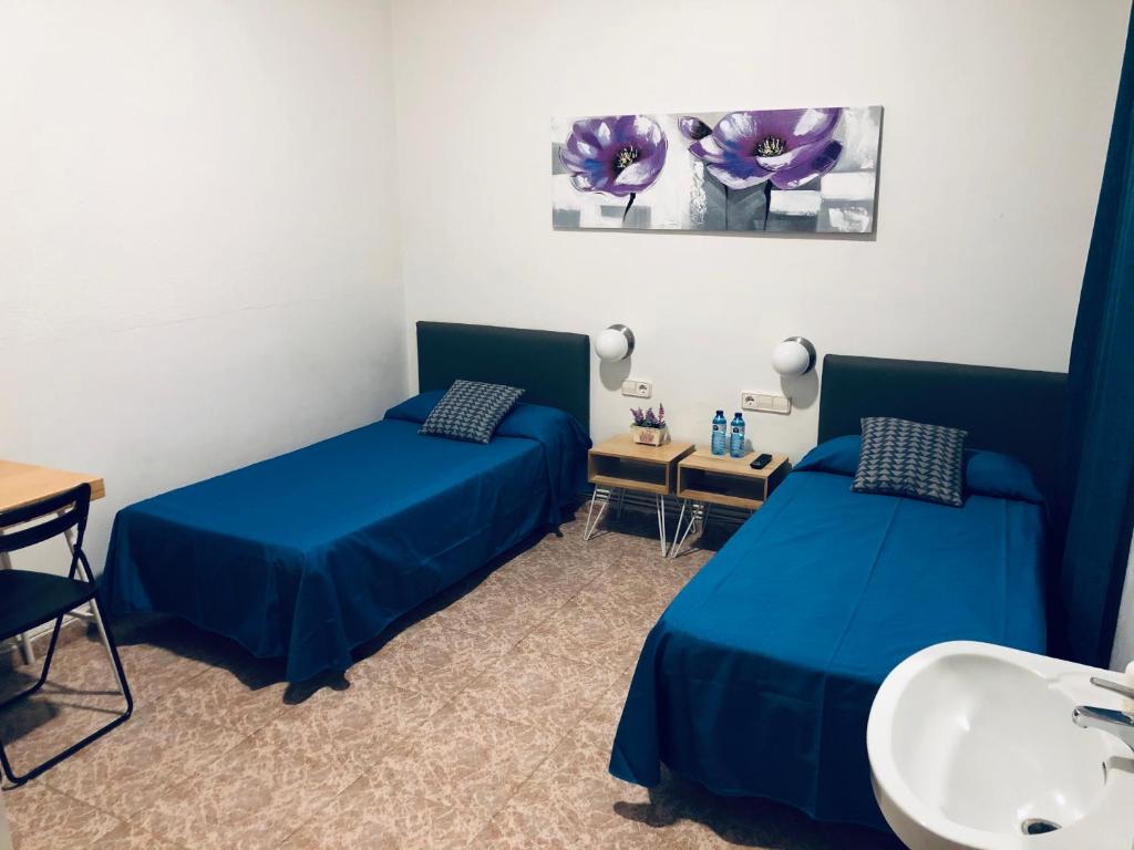 Postel nebo postele na pokoji v ubytování Hostal Carlos III