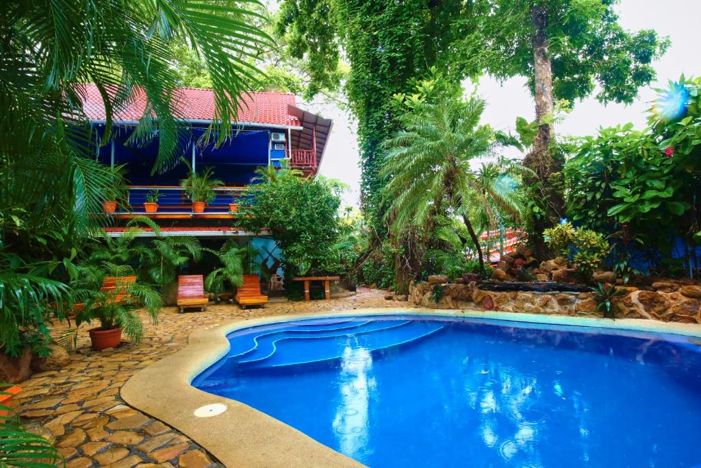uma piscina em frente a um resort em Tico Adventure Lodge em Sámara