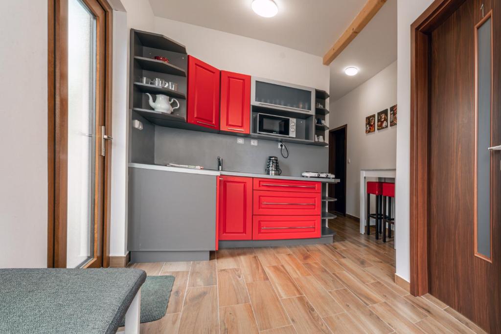 Kuchyň nebo kuchyňský kout v ubytování Apartmány Aranka