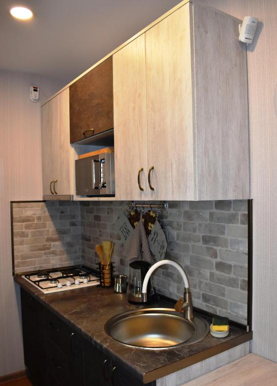 Kuchyň nebo kuchyňský kout v ubytování Bakuriani Park Residence Apartment #3