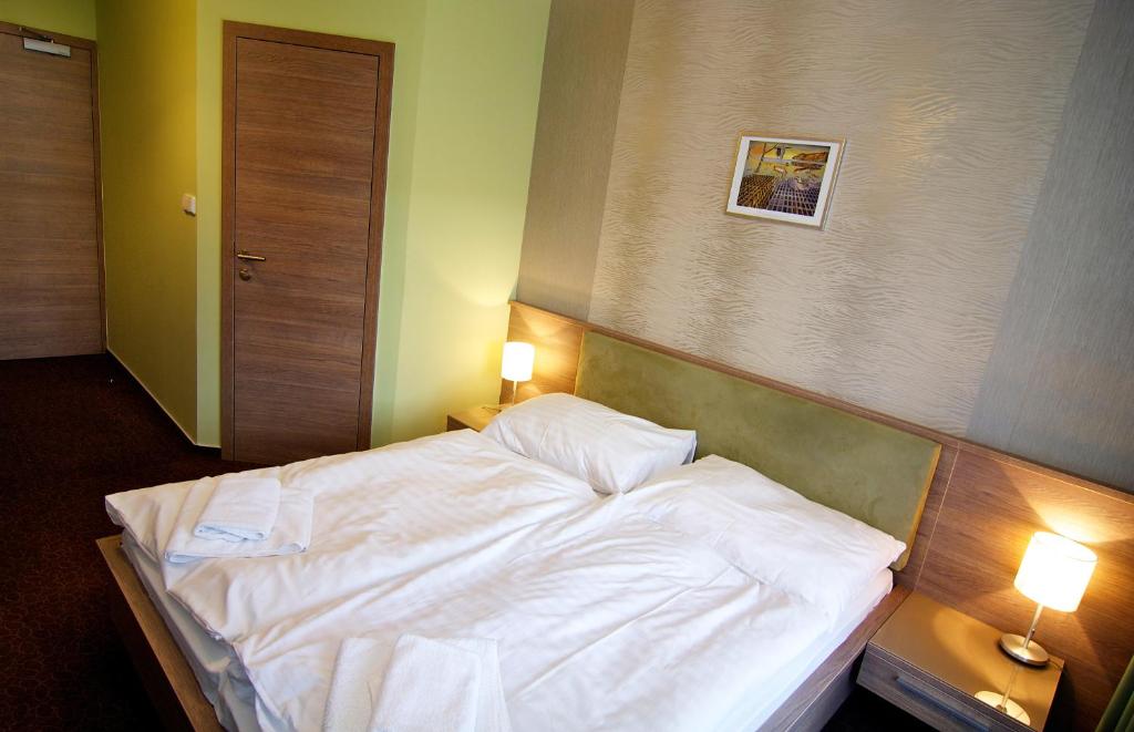 Postel nebo postele na pokoji v ubytování Hotel Lučivná