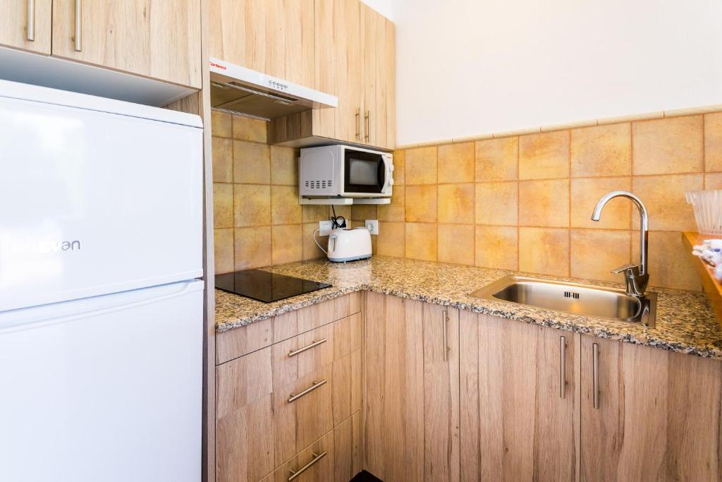 A kitchen or kitchenette at Apartamentos Arenal Playa