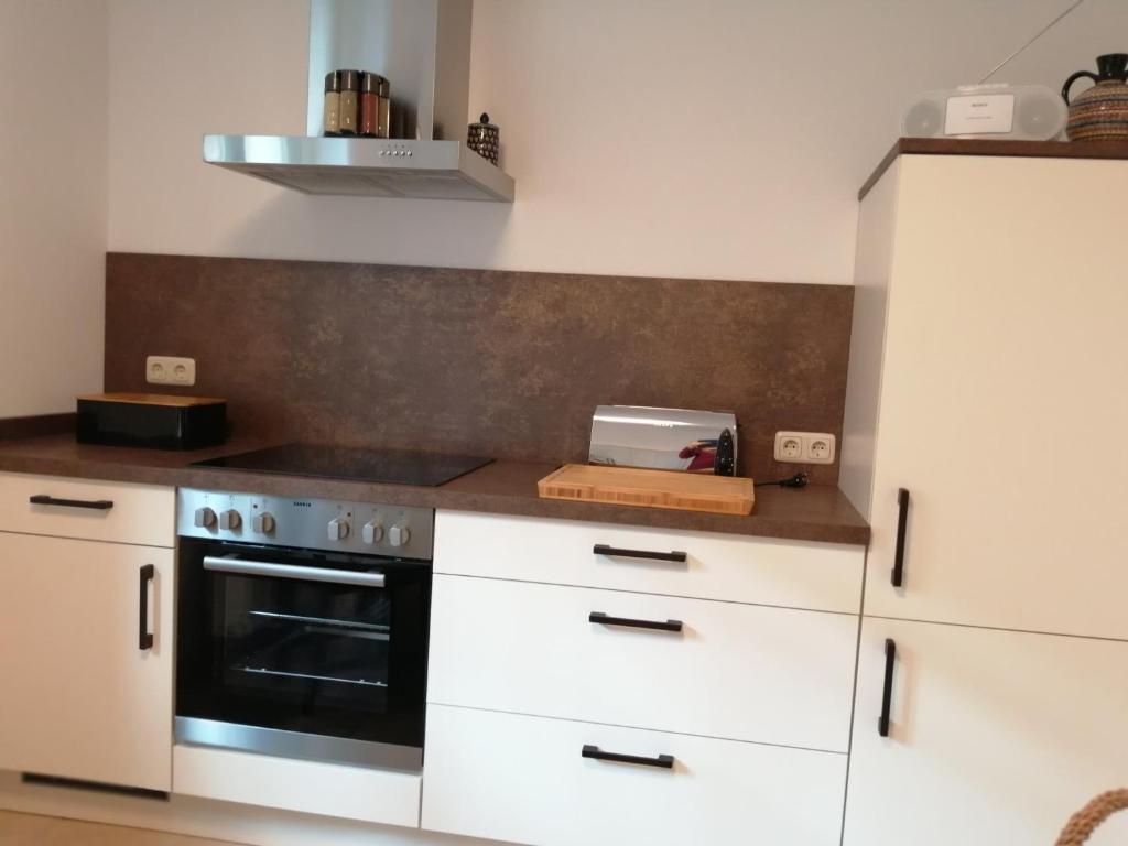Kuchyň nebo kuchyňský kout v ubytování Ferienwohnung Ulbrich