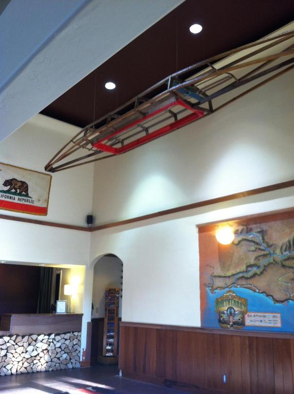 a building with a large mural on the wall at The Redwood Riverwalk, a boutique hotel in Fortuna