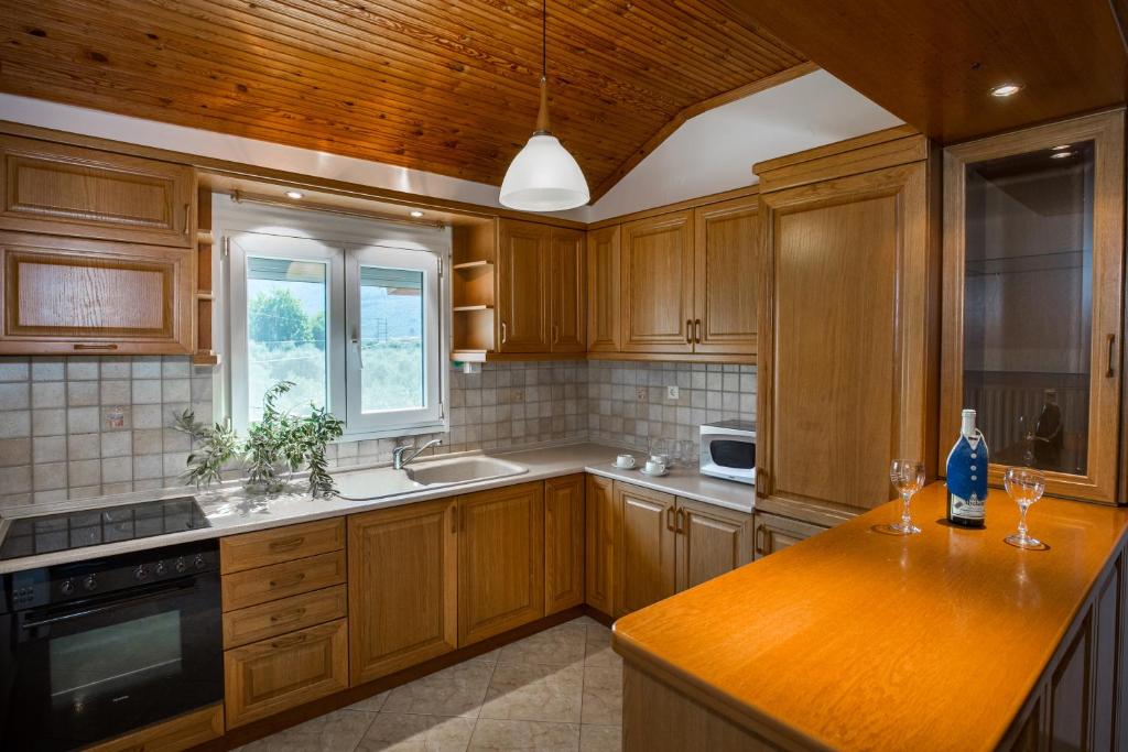Kuchyň nebo kuchyňský kout v ubytování Filippos Hotel