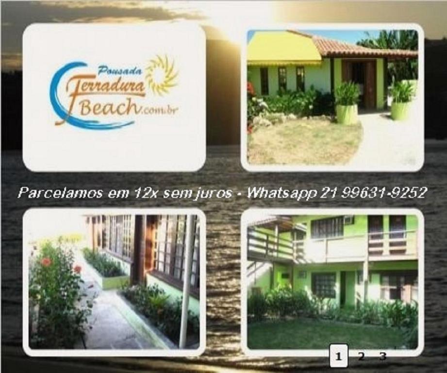 een collage van drie foto's van een huis bij Pousada Ferradura Beach in Búzios