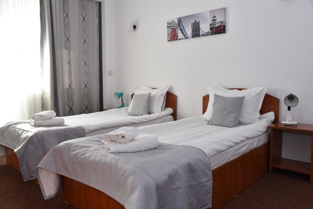 Postel nebo postele na pokoji v ubytování Hotel Magurele
