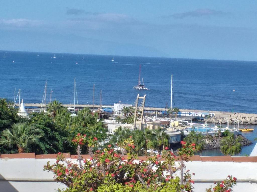 a view of a marina with a boat in the water at Los Geranios 2 Rooms - Sea views in Adeje