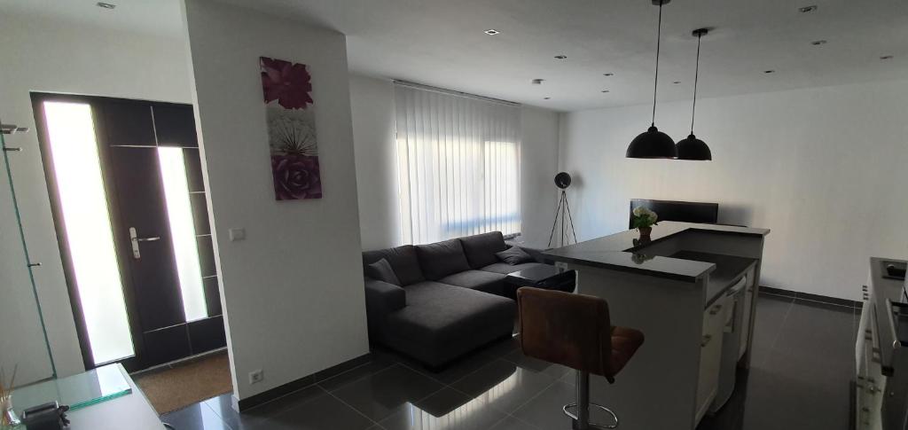 Ferienwohnung Apartment am Donau Radweg tesisinde bir oturma alanı