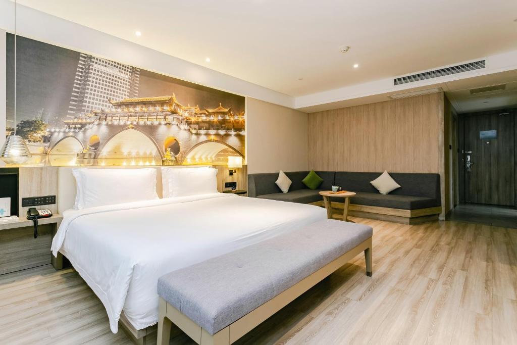 Postel nebo postele na pokoji v ubytování Atour Hotel Chengdu Shuangliu International Airport