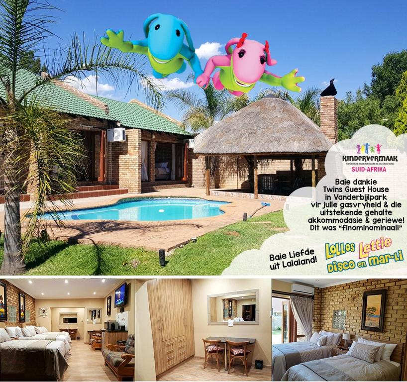a collage of two pictures of a house with a pool at Twins Guest House Astoni in Vanderbijlpark