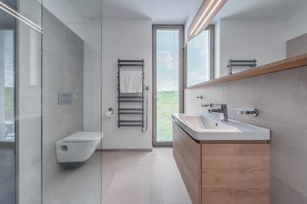 Koupelna v ubytování Apartmány HRÁDEČEK