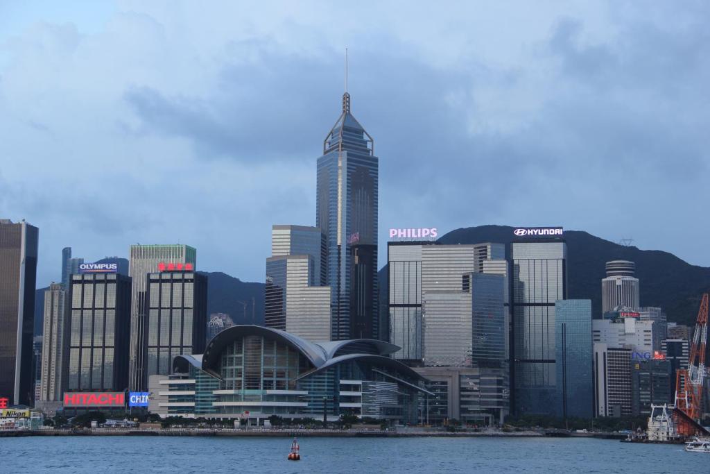Almennt útsýni yfir borgina Hong Kong eða útsýni yfir borgina eins og það er á gistihúsinu