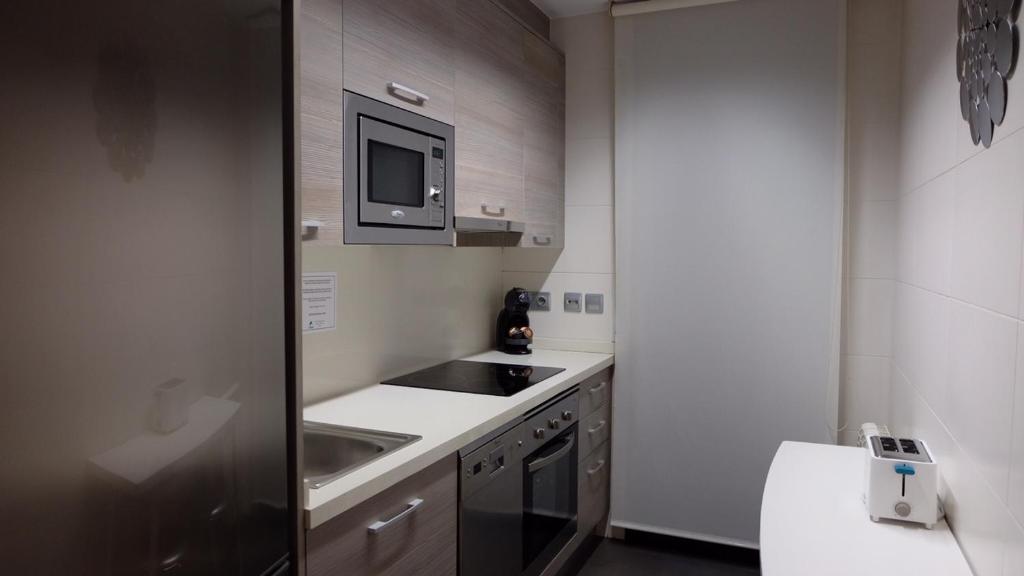 Kuchyň nebo kuchyňský kout v ubytování Apartamentos Real Lleida