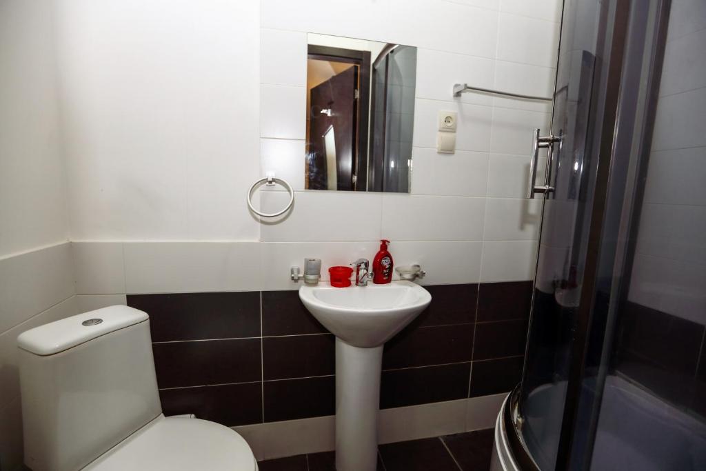 Koupelna v ubytování Hotel Rustaveli 36