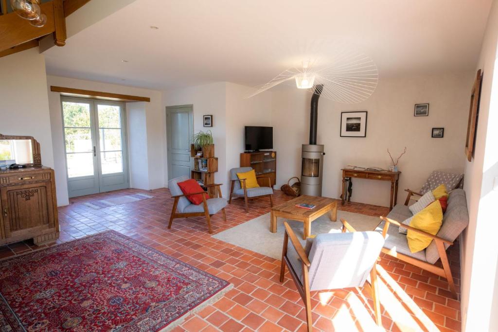 Posezení v ubytování Au Manoir des Loges