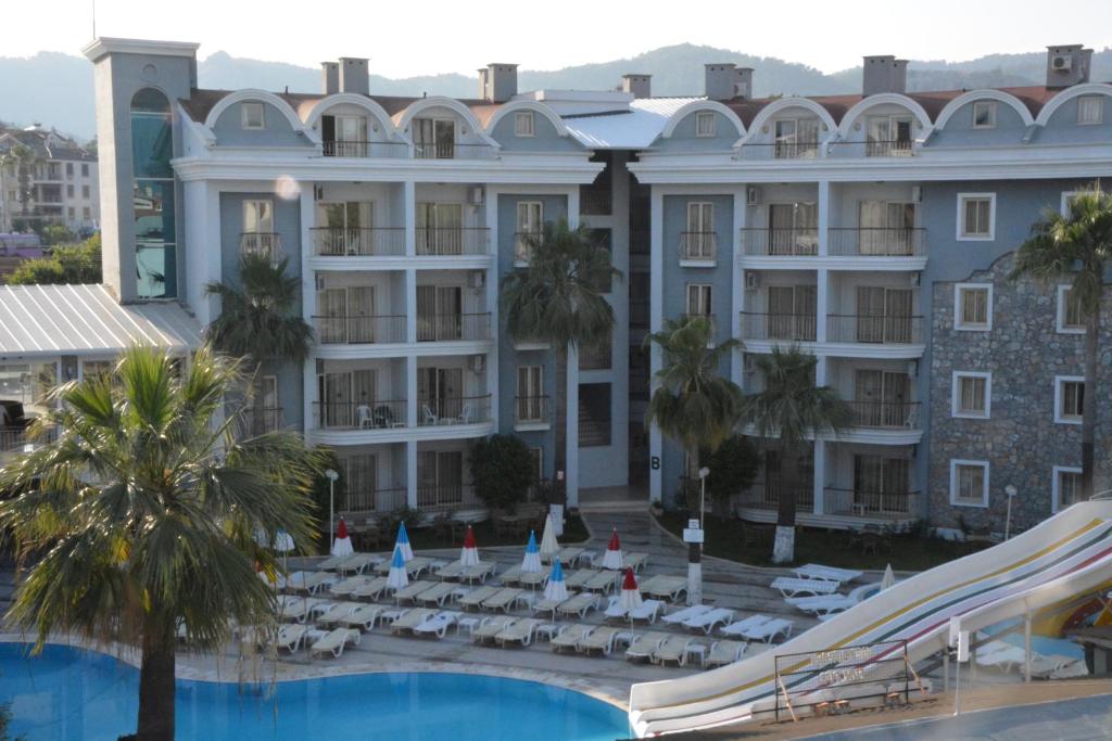 a view of the resort from the pool at alenz suite in Marmaris