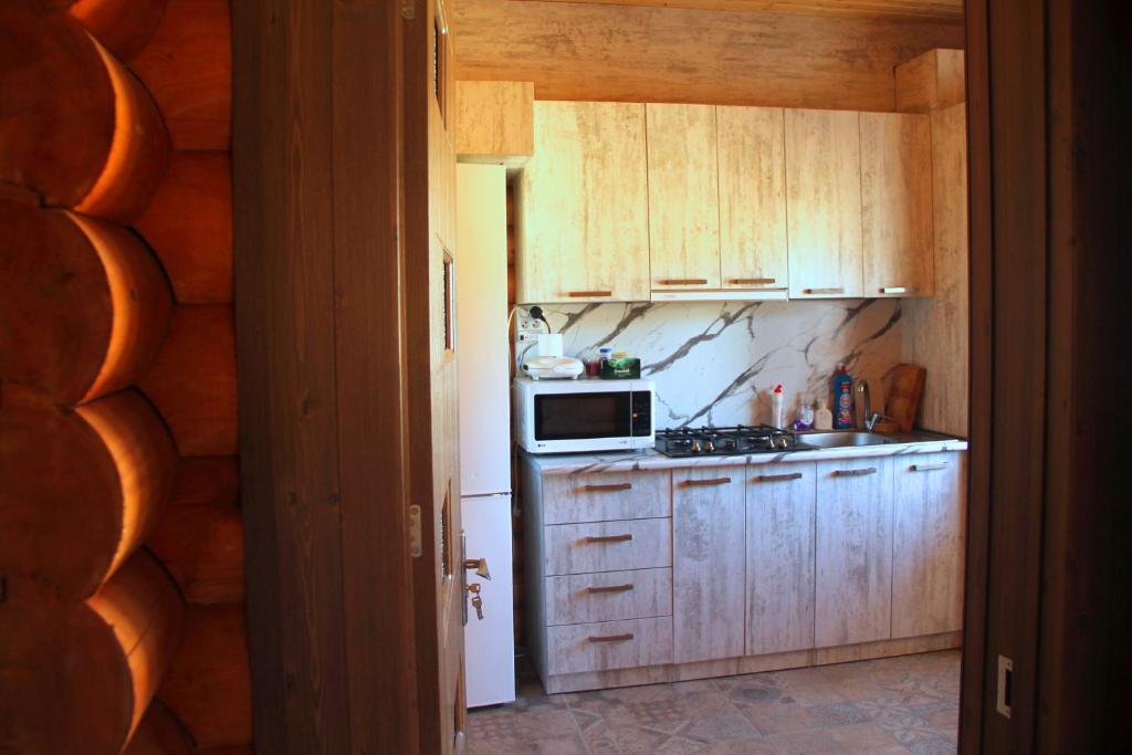 Kuchyň nebo kuchyňský kout v ubytování LOG HOUSE