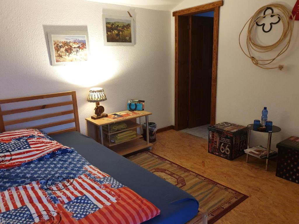 Postel nebo postele na pokoji v ubytování Chrom Ranch Reiterhof