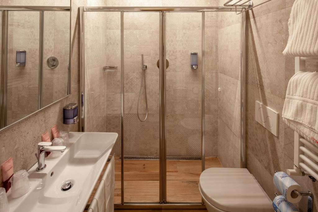 Koupelna v ubytování Hotel Flavia