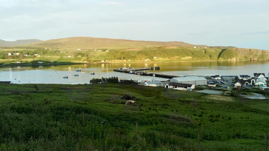 a body of water with a bunch of boats in it at Harbor View in Uig