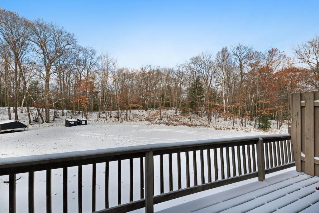 a basketball court on a deck with snow on the ground at Cleerwood Village #252 in Eagle River