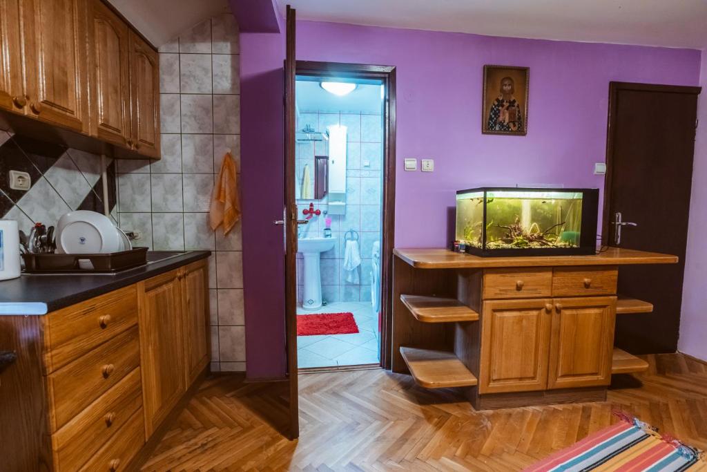 Kuchyň nebo kuchyňský kout v ubytování Laufer