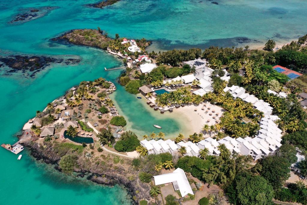 an aerial view of an island in the ocean at Paradise Cove Boutique Hotel (Adults Only) in Cap Malheureux