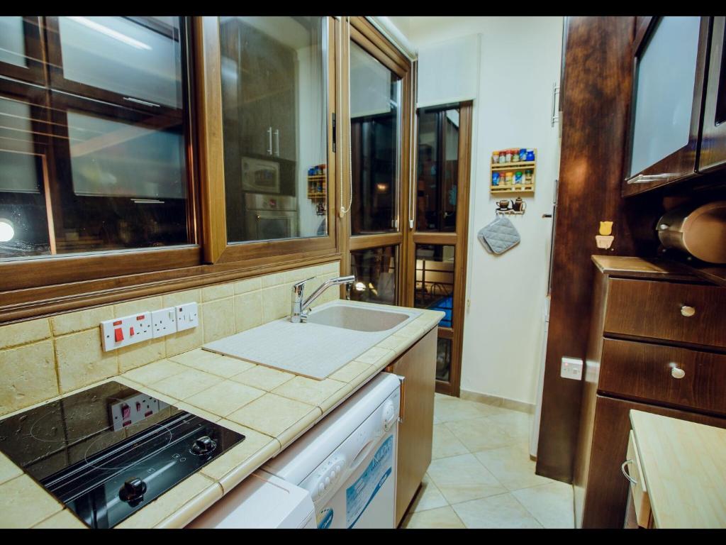 Kuchyň nebo kuchyňský kout v ubytování Kallinousa Beach Villa