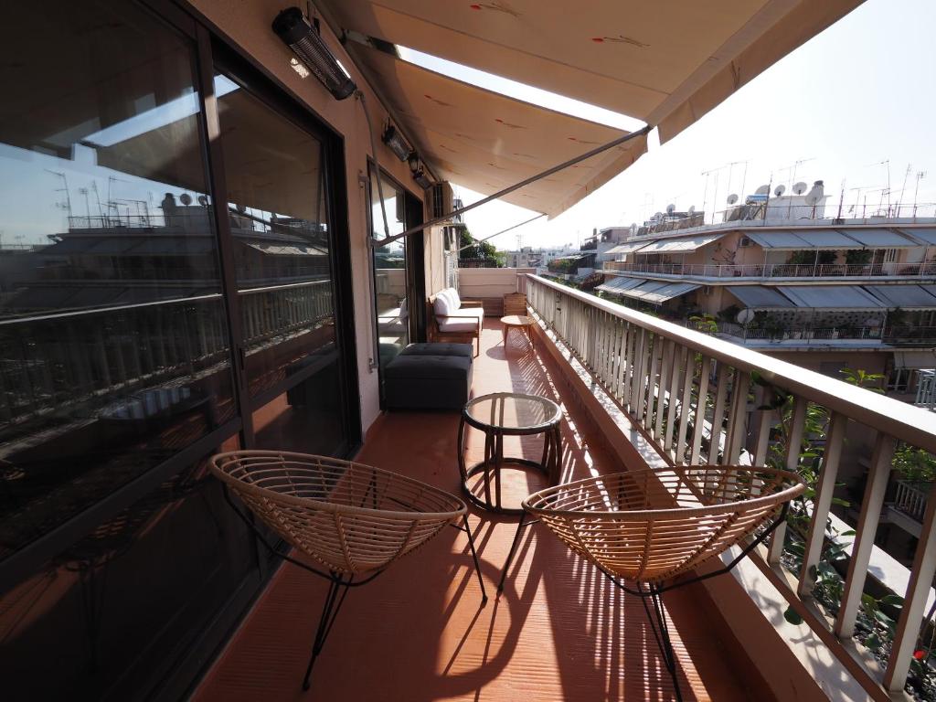 A balcony or terrace at Sophia's Penthouse Apartment With Jacuzzi and Acropolis View From Big Terrace