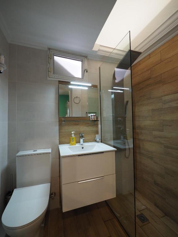 A bathroom at Sophia's Penthouse Apartment With Jacuzzi and Acropolis View From Big Terrace