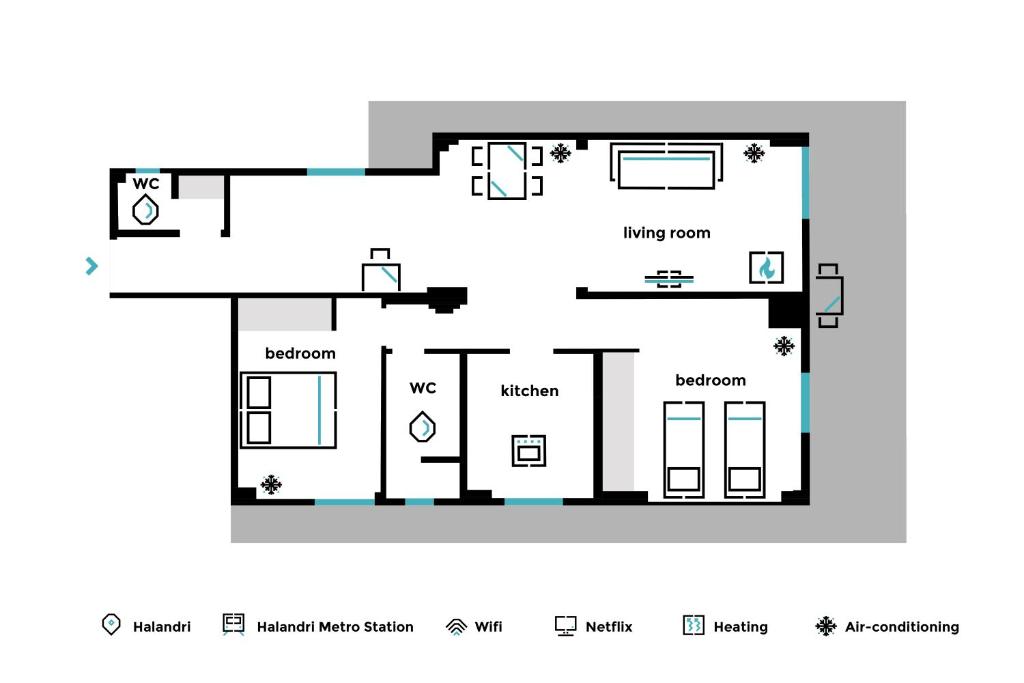 Plán poschodí v ubytovaní Modernized & Spacious 2BD Apartment in Chalandri by UPSTREET