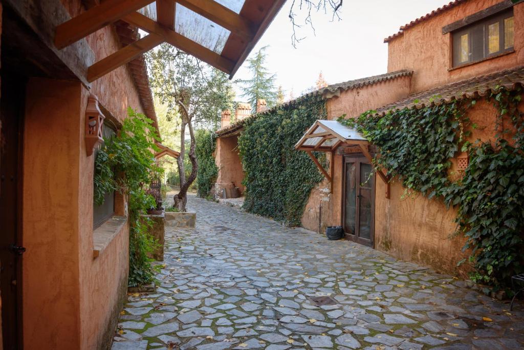 an alley with ivy on the side of a building at Molinos de Fuenteheridos in Fuenteheridos