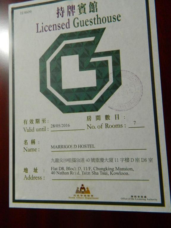 Certificato, attestato, insegna o altro documento esposto da New London Hostel