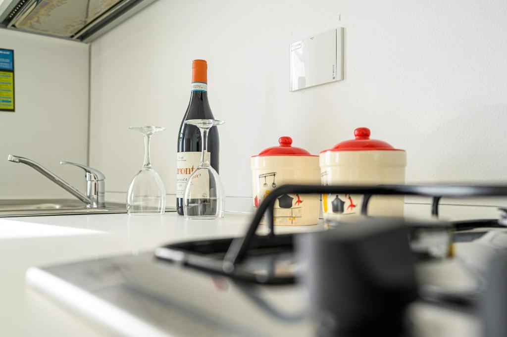 Kuchyň nebo kuchyňský kout v ubytování Hotel & Apartments " Perpoin "