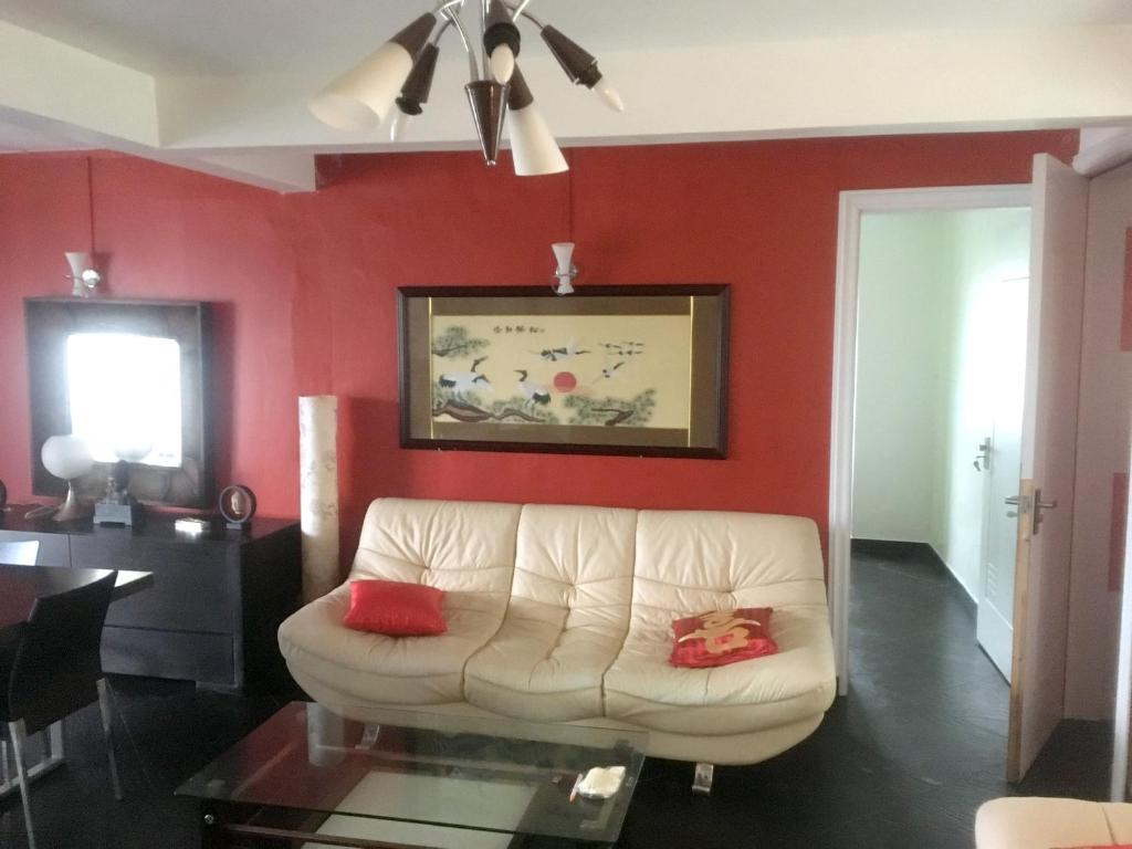 A seating area at 2 bedrooms appartement with city view furnished terrace and wifi at Bel Air 6 km away from the beach