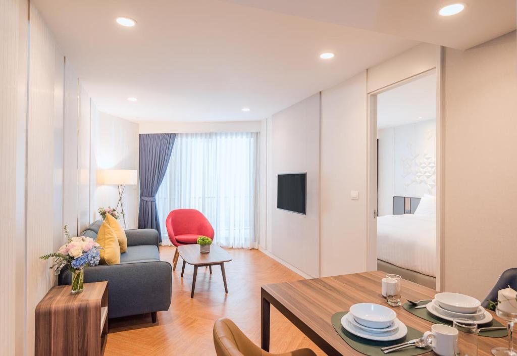 TV a/nebo společenská místnost v ubytování Amanta Hotel & Residence Sathorn