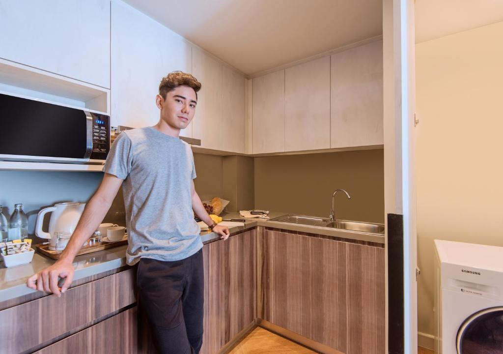 Kuchyň nebo kuchyňský kout v ubytování Amanta Hotel & Residence Sathorn