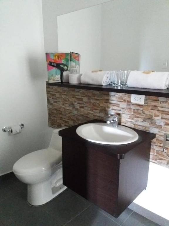 Koupelna v ubytování Hotel Anzea