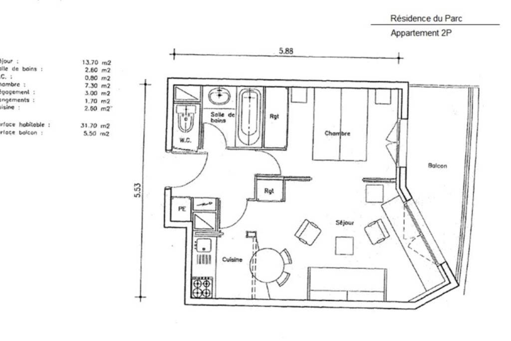 Majutuskoha Appartement Lilas Parc 1 - Paris La D&eacute;fense korruse plaan