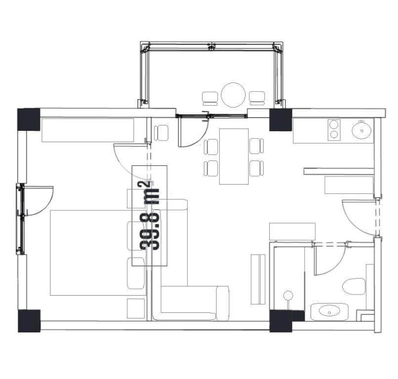 Půdorys ubytování Mountain View 1BR Apartment 101 - Loft 1