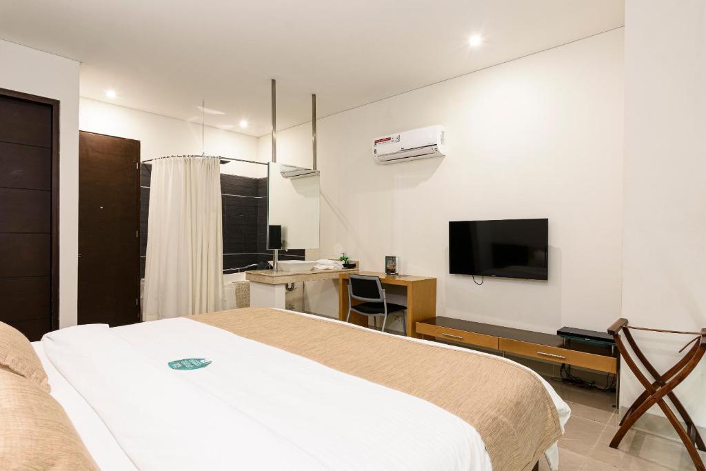 TV a/nebo společenská místnost v ubytování Hotel Lincoln