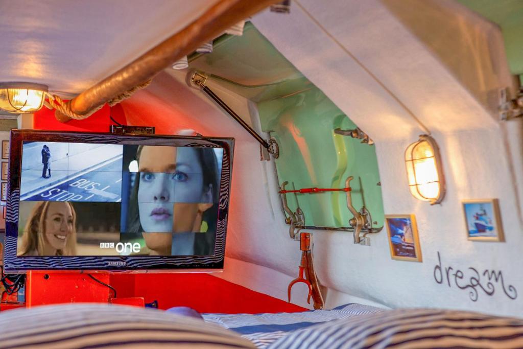 TV a/nebo společenská místnost v ubytování PolarStern - unique boatstay!