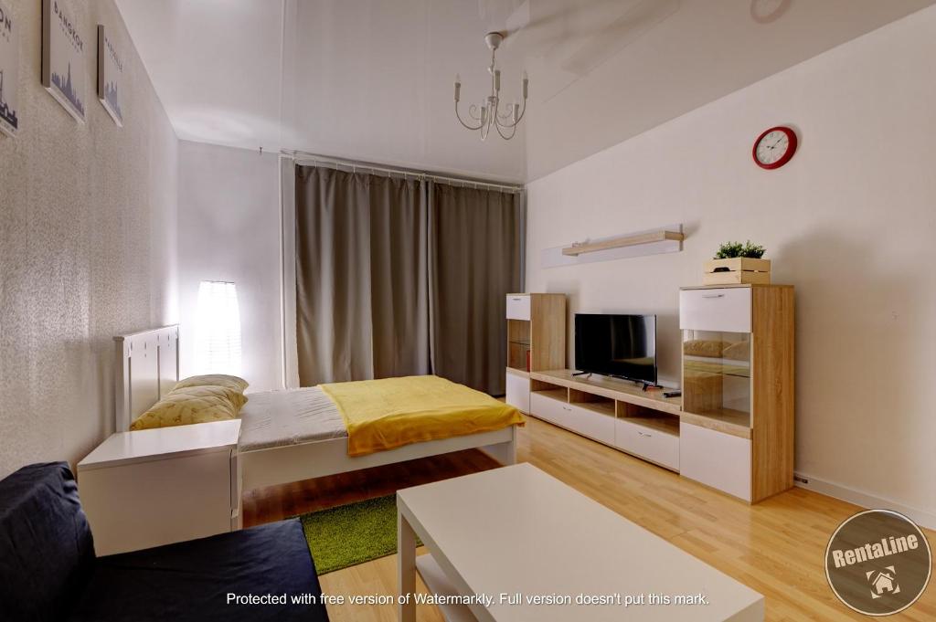モスクワにあるАпартаменты на Академическойのベッドルーム(ベッド1台、テレビ付)