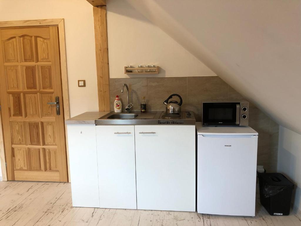 Kuchyň nebo kuchyňský kout v ubytování Apartmán U Setra