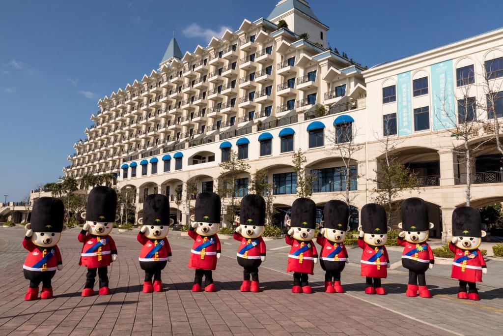 a group of nutcrackers standing in front of a building at Fullon Hotel Tamsui Fishermen&#39;s Wharf in Tamsui