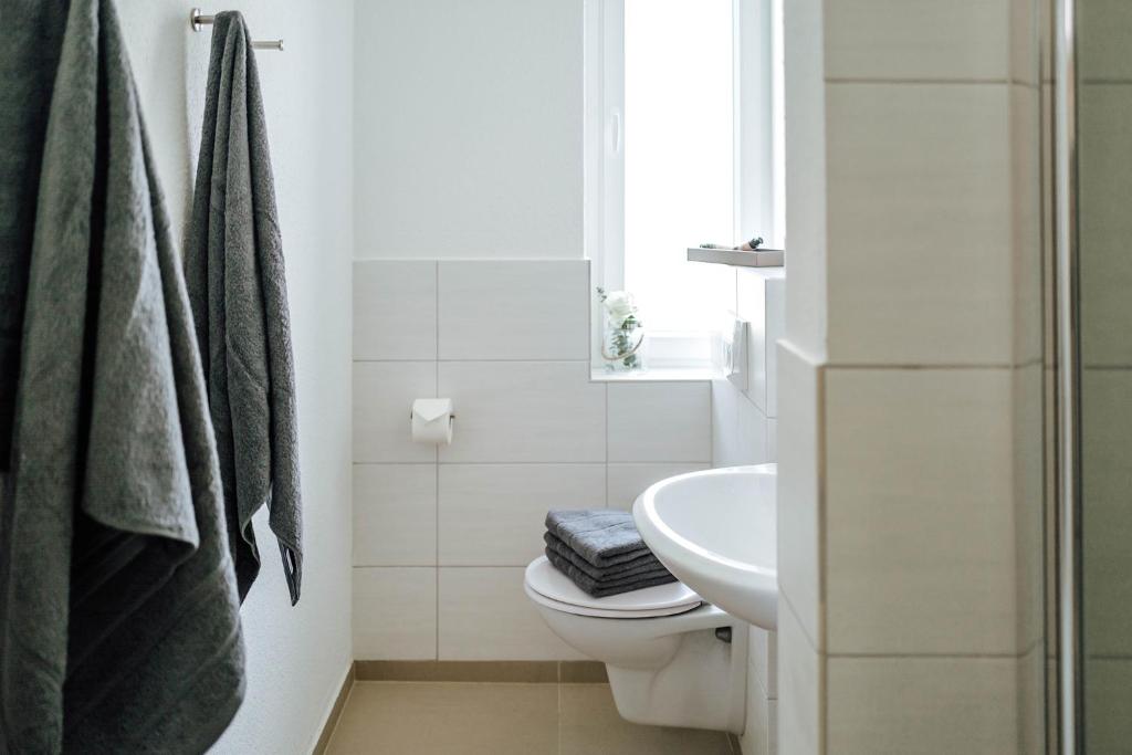 Koupelna v ubytování Kleines Zimmer an der TA mit Balkon (Nr.3)