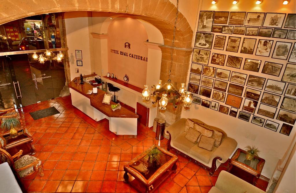 an overhead view of a lobby of a building at Hotel Real Catedral in Tula de Allende